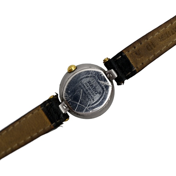 RADO Coupole Women\'s Black Gold Vintage Watch Swiss Quartz 21mm
